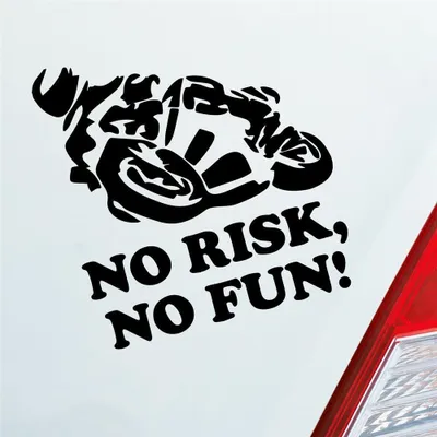Produktbild von Auto Aufkleber Motorrad No Risk, No! Moped Bike Mopped JDM 10x10 cm Schwarz Matt Sticker Heckscheibenaufkleber
