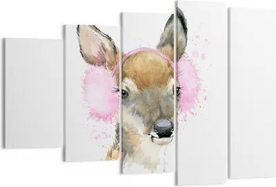 Produktbild von Bild auf Leinwand - Leinwandbild - Hirsch Ohrenschützer Bunt Winter - 150x100cm - Wand Bild - Wanddeko - Leinwanddruck - Bilder - Kunstdruck - Leinwand bilder - Wandkunst - EG150x100-2862