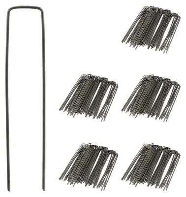 Produktbild von Relaxdays Erdanker Bodenanker 250er Set, 15cm lang, Ø 2mm, Zeltheringe U-Form, Stahl unverzinkt, Unkrautvlies, anthrazit