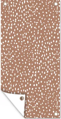 Produktbild von MuchoWow® 40x80 cm Outdoor-Poster Gartendeko Sichtschutz Garten Poster für den Garten  Polka dots - Weiß - Braun