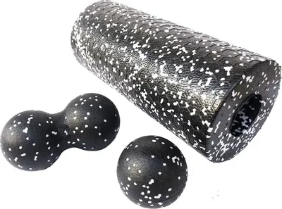 Produktbild von Yoga Roller Massage Ball Set Fitness Schaum Roller Muskelroller Erdnuss Bälle tiefe Muskeln entspannen Faszien ball, 33 CM