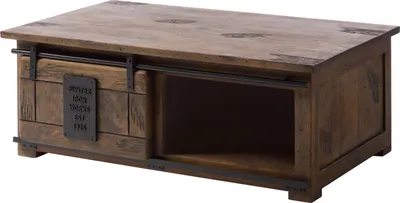 Image de MASSIVMOEBEL24 | Table basse 120x70x45 en bois de manguier laqué marron RAILWAY #3007
