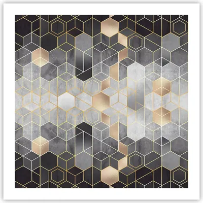 Produktbild von Poster - Poster ohne Rahmen - Geometrisch Abstraktion Sechsecke - 60x60 cm - Wand Bild - Wanddeko - Wandbilder - Kunstposter - Wandposter - Bilder - Kunstdruck - Wanddekoration - P2XAC60x60-4776