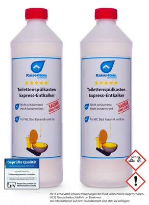 Produktbild von KaiserRein Toilettenspülkasten Express-Entkalker 2x 1L Entkalker Kalklöser extra stark zur Entfernung hartnäckiger Kalkablagerungen in WC, Spülkästen und Keramik.…
