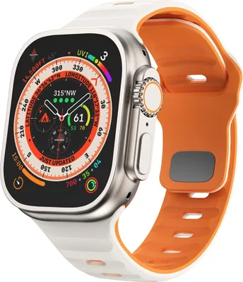 Obrázek produktu pro Pro Apple Watch Ultra 2 / 1 49mm silikonový řemínek s vlnovou strukturou béžový / oranžový