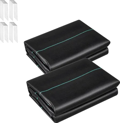 Produktbild von SucceBuy 2x Unkrautvlies 0,9x15,2 m Gartenvlies 90 g/㎡, Polypropylen-Unkrautmatte mit guter Belüftung und Entwässerung, Wurzelschutzfolie gegen Unkraut für Garten, Gewächshaus und Landwirtschaft, Schwarz