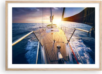 Produktbild von Gerahmtes Poster - Rahmen in heller Eiche - Segelboot Meer - 70x50 cm - Wand Bild - Wanddeko - Wandbilder - Kunstposter - Wandposter - Bilderrahmen - Bilder - Kunstdruck - Wandbild - P2NAA70x50-4076