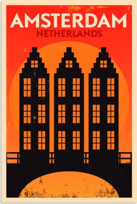 Produktbild von MuchoWow® Poster Amsterdam - Niederlande - Vintage - Zitate 80x120 cm - Papierdruck