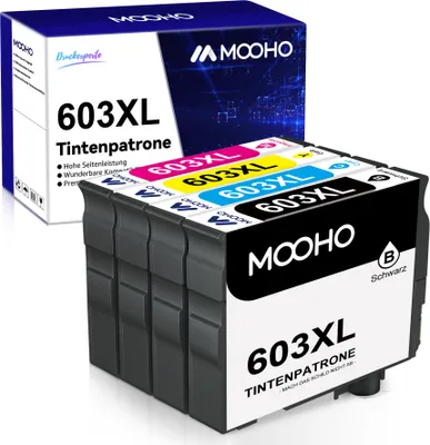 A box of printer ink cartridges and the cartridges themselves.