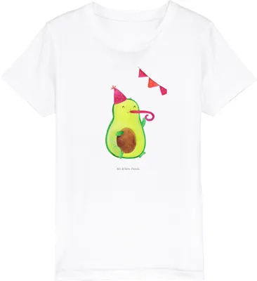 Produktbild von Mr. & Mrs. Panda Kleinkinder T-Shirt Avocado Geburtstag 5-6 Jahre (110/116) - Weiß - Geschenk, Kinder Öko, Kindershirt, Party, Baumwollshirt, Feier, Teenager, Frucht