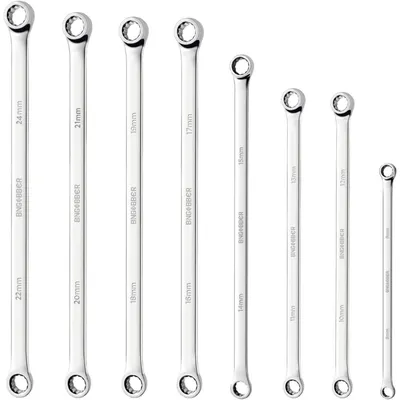 Immagine prodotto di Set di chiavi a bussola a due fori, 8 pezzi, extra lunghe, in acciaio CV, da 8 mm a 24 mm