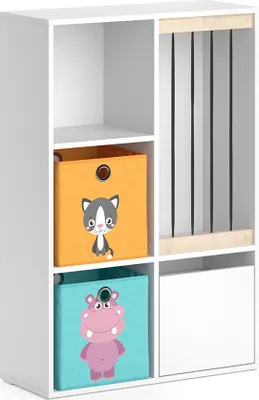 Immagine prodotto di Libreria bambini Vicco Luigi Bianco 29.2 x 107.8 cm con 2 scatole pieghevoli opt.1, Model 37033
