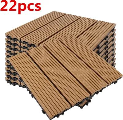 Produktbild von 22 Stück WPC Terrassenfliesen Terrassendielen Fliese  Klickfliesen in Holzoptik Bodenbelag