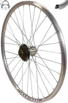 Produktbild von REDONDO 28 Zoll Hinterrad Laufrad Felge QR Silber Disc + 6 fach Shimano Kranz