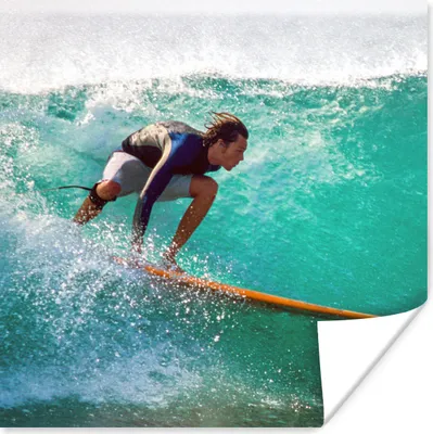 Produktbild von MuchoWow® Poster Surfen auf den Wellen 50x50 cm - Wohnzimmerdekoration