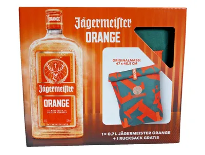 Produktbild von Jägermeister Orange 33% Vol. 0,7 l + Jägermeister Rucksack kälte-isolierend