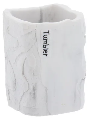 Image de TENDANCE | Porte-brosse à dents - Gobelet pour brosse à dents - blanc - Gobelet pour brosse à dents - aspect marbre - Salle de bains