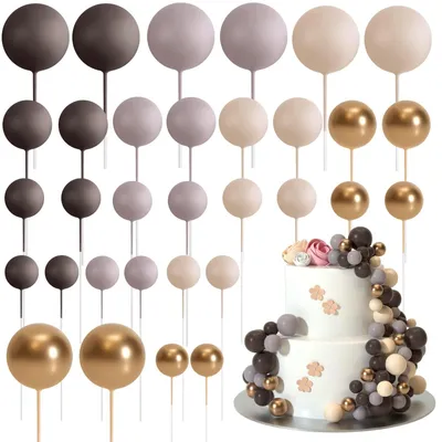 Imagen del producto de 32 adornos para tartas en color marrón y dorado