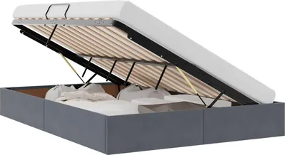 Produktbild von Ottoman Bettgestell mit Speicher Dunkelgrau 140 x 200 cm Samt