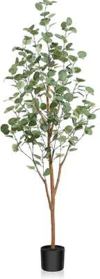 Image de Plante artificielle aux couleurs naturelles, 150 cm, grandes plantes décoratives aux tiges naturelles pour le salon, la chambre à coucher et la décoration d'intérieur.