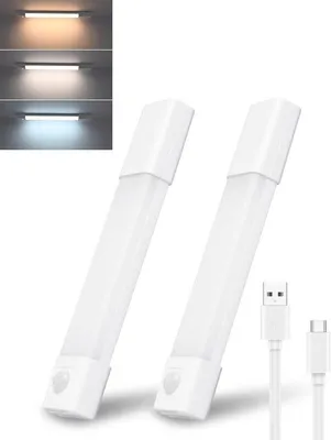 Productafbeelding van Oplaadbare LED Kastverlichting met Bewegingssensor en Dimbare Kleurtemperaturen voor Keuken en Kast (20 cm, 2 stuks)