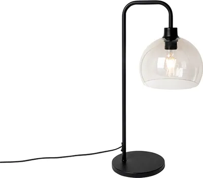 Produktbild von QAZQA - Moderne Tischlampe schwarz mit Rauchglaseffekt - Maly I Wohnzimmer I Schlafzimmer - Kunststoff Rund - LED geeignet E27