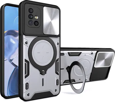 Produktbild von Handyhülle für Samsung Galaxy A71 5G  Dual-Layer Stoßfest Rüstung Hülle mit Dia Kameraschutz und Kreisförmig Ring Ständer Silber