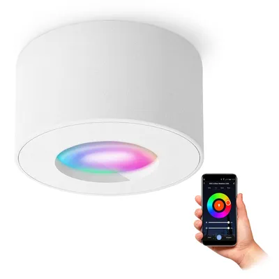 Produktbild von SSC-LUXon CELI-1 Aufbauspot Badezimmer IP44 weiss inkl. Smart RGB CCT LED Lampe - WiFi Spot kompatibel mit Alexa, Siri & Google