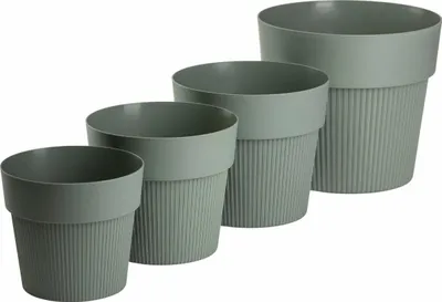 Produktbild von HowHomely | Blumentöpfen - Übertöpfe - grün - 4er Set - Rillentopf - Pflanzentöpfe - Pflegeleicht