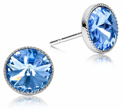 Produktbild von LUISIA® Solitär Ohrstecker "Joy" mit Kristallen von Swarovski® | Light Safir