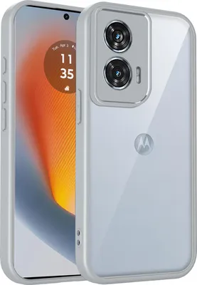 Immagine prodotto di Custodia per Motorola Moto G04/G04s/G24/E14 cover posteriore trasparente con cornice in TPU, antiurto Grigio