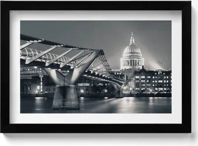 Produktbild von Weiß-weißes Stadtbild– Wandbild mit Rahmen – Gerahmtes Bild  – Wanddekoration – 30x20 cm –  Schwarz Rahmen