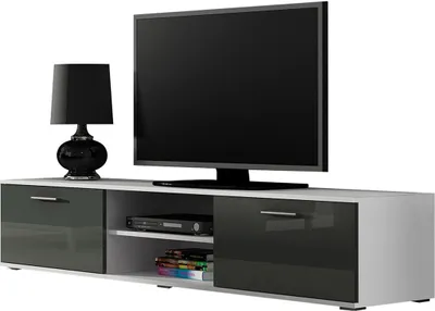 Produktbild von Furniture24 Tv Schrank SOHO 180, Lowboard, Unterschrank, 2 Türiger Weiß/Grau Hochglanz