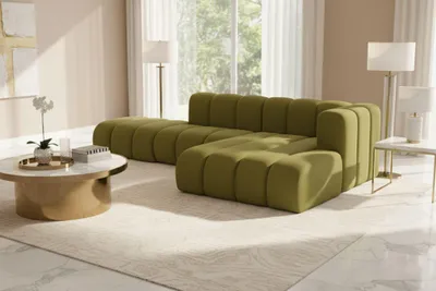 Produktbild von Kaiser Möbel Ecksofa L-Form mit Hocker, Grand Mini, Stoff Salvador, Olive, Rechts
