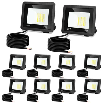 Produktbild von Vigevee LED Strahler Außen 20W, IP66 LED Fluter mit 3 Farbtemperaturen, 3000K/4000K/6500K, 10er Set
