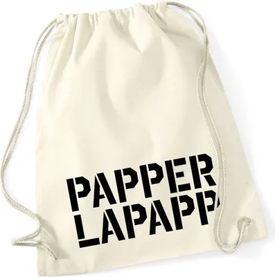Produktbild von Huuraa Turnbeutel Papperlapapp Schriftzug 12 Liter Natural Baumwolle Rucksack Geschenkidee
