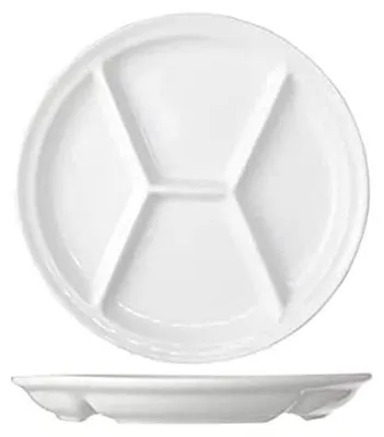 Fonduebord, 4 Fächer, Porzellan, Ø 26 cm, weiß