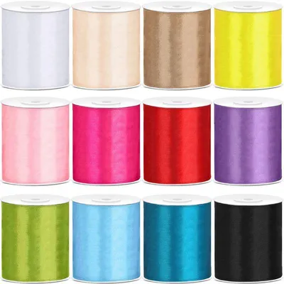 Produktbild von 13 verschiedene Farben Satin Geschenkband 25m lang 100mm breit bunt