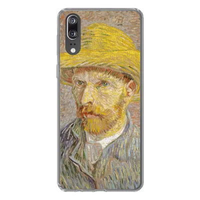 Produktbild von MuchoWow® Handyhülle Schutzhülle Hülle für Huawei P20 Selbstbildnis mit Strohhut - Vincent van Gogh Silikon Softcase Handy Hülle - Hardcover