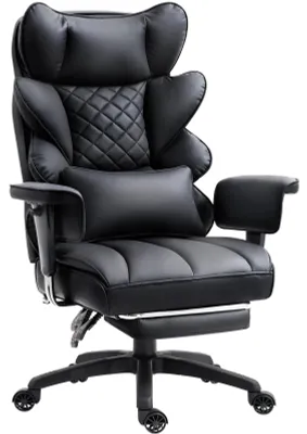 Obrázok produktu pre Ergonomická kancelárska stolička - Herná stolička - Federovaná výplň - Bedrová opierka - Čierna