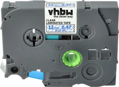 Produktbild von vhbw Schriftband-Kassette kompatibel mit Brother PT 1700, 1800E, 1800ECC, 1760, 1800, 1750 Etiketten-Drucker 8m x 12mm Blau auf Transparent, Laminiert