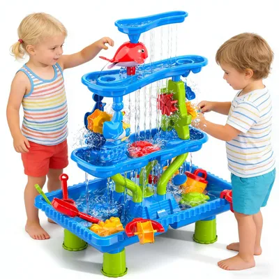 Immagine prodotto di Tavolo per bambini piccoli, tavolo per giochi con acqua e sabbia, adatto a bambini dai 3 ai 6 anni, ideale per giochi da giardino