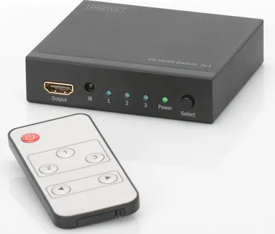Produktbild von Digitus 4K HDMI Switch, 3x1, HDMI, Schwarz, 30 Hz, Status, 4096 x 2160 Pixel, Full HD