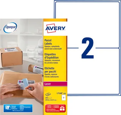 Zdjęcie produktu dla Avery L7168-100, Biały, Prostokąt, Na stałe, DIN A4, Uniwersalne, Papier