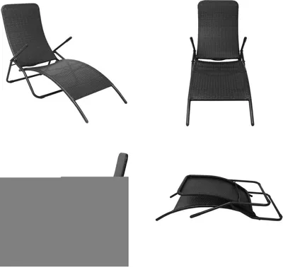 Image de vidaXL Bain de soleil pliable Poly rotin noir - Bain de soleil - Bain de soleil - Lit de soleil