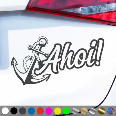 Produktbild von PantherPixel Ahoi Aufkleber Anker Seemannsgruß Moin Nordsee Ostsee Sticker Auto Geschenkidee Farbe Dunkelgrau