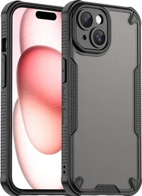 Immagine prodotto di Custodia protettiva per iPhone 15, retro traslucido opaco, custodia bumper in TPU Nero