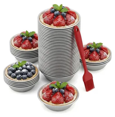 25er Set Mini-Quicheformen 7 cm mit Silikonpinsel, antihaftbeschichtet