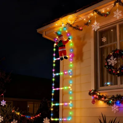 Weihnachtsleiter-Beleuchtung 1,2 m, bunt, 8 Modi, Timer, Fernbedienung