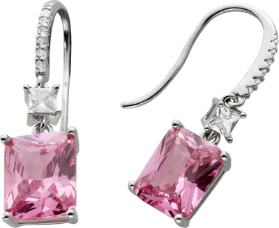 Produktbild von Ohrhänger Silber 925 pinke weisse Zirkonia